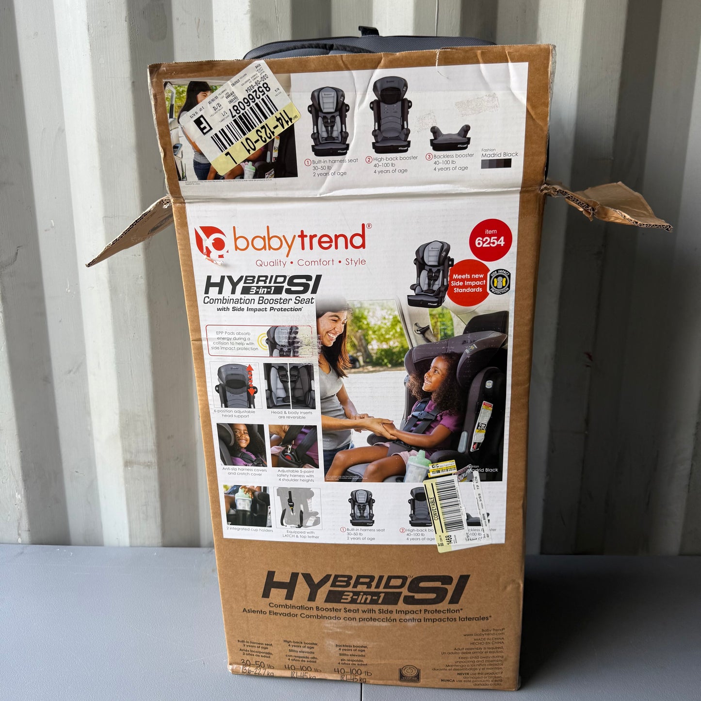 Baby Trend Hybrid SI 3-in-1 Combination Booster Car Seat with Side Impact Protection - Madrid Black: LATCH Compatible, Machine Washable Seat Pad, Foam
