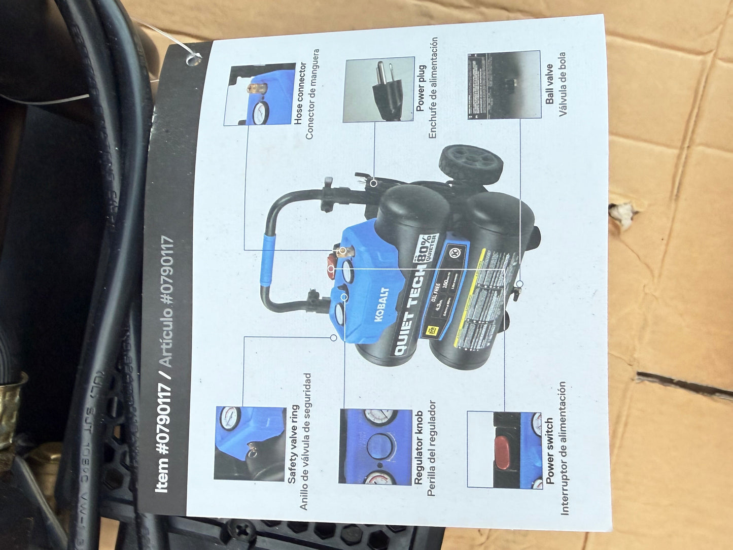 Kobalt QUIET TECH 4.3-Gallon Portable Electric 150 PSI Twin stack Air Compressor