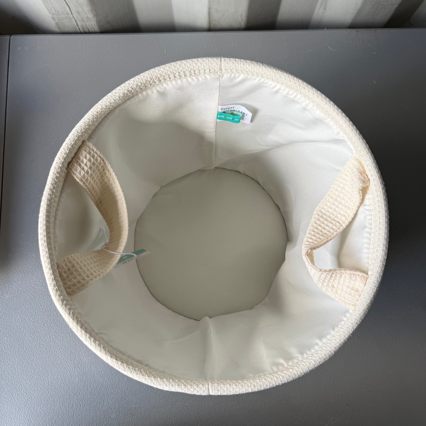 Waffle Kids' Storage Basket Cream - Pillowfort™: Circular Polyester Toy Organizer, Spot Clean, 13"x13"