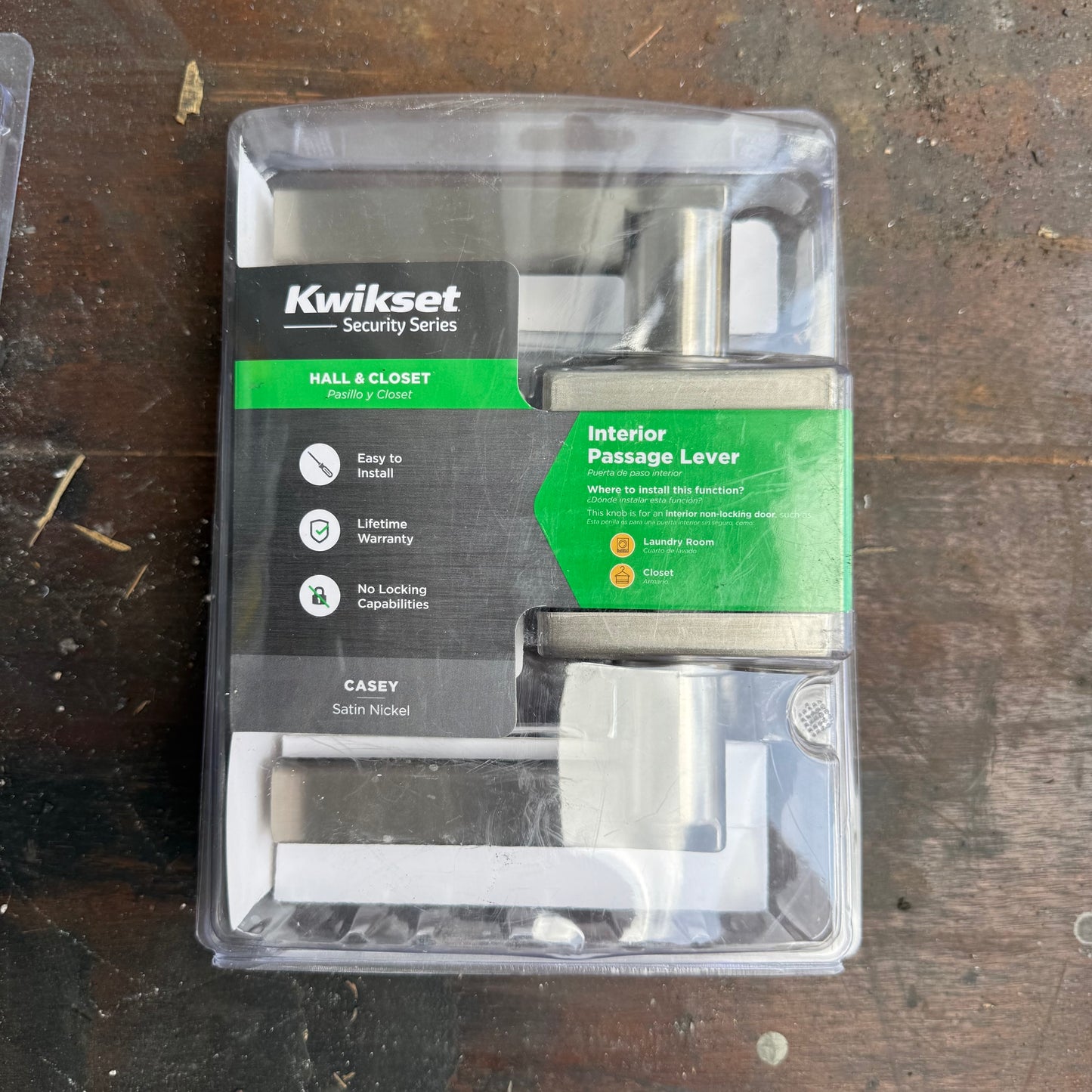 Kwikset Halifax Satin Nickel Interior or Exterior Hall/Closet Passage Door Handle