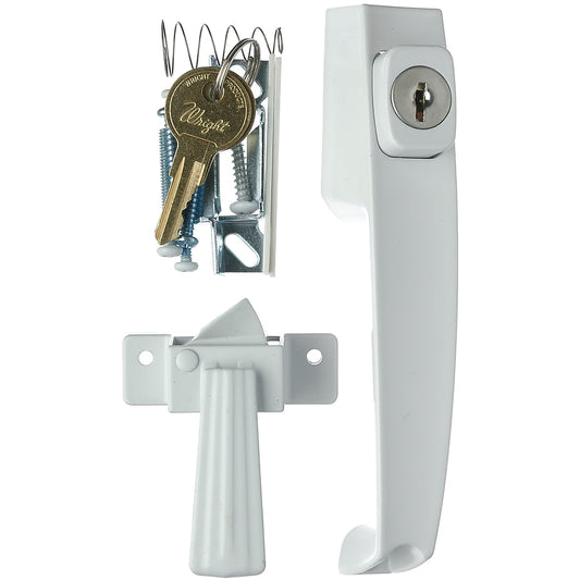 WRIGHT PRODUCTS Gloss White Lockable Screen/Storm door Replacement Handleset