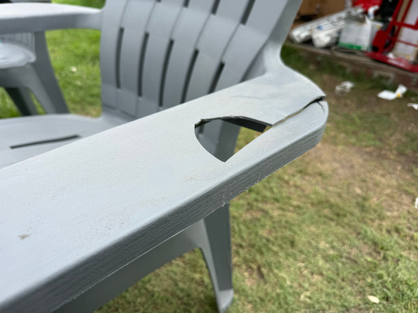 Set of 3 Adams Manufacturing Stackable Gray Resin Frame Stationary Adirondack Chair with Slat Seat
