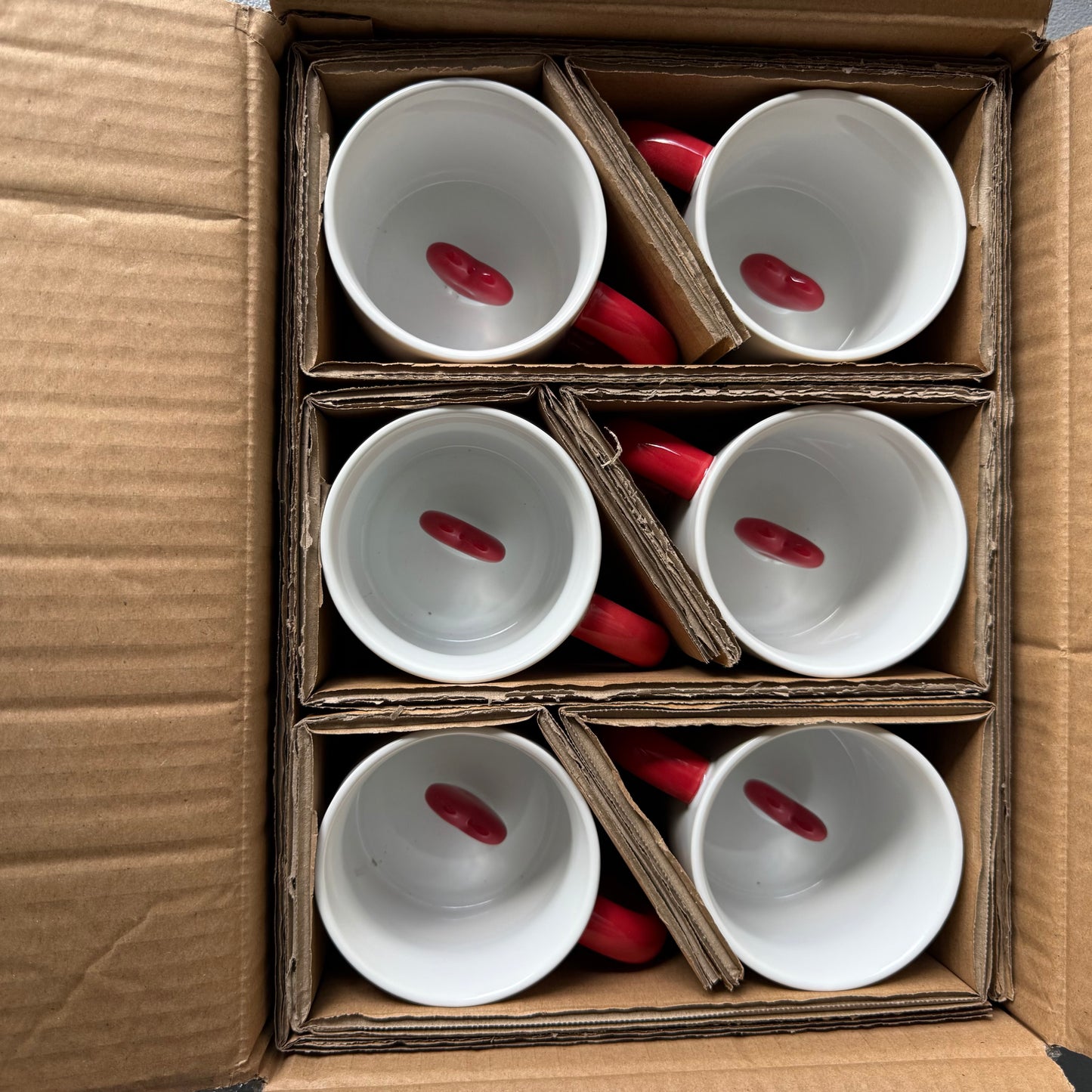 Set of 6 Spritz Stoneware 16oz Heart with Red Handle Coffee Mug
