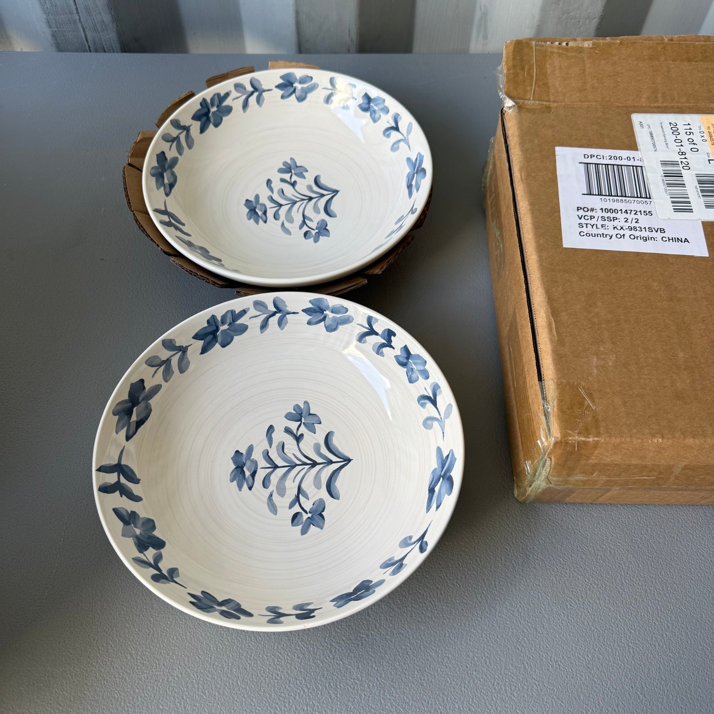 Set of 2 Threshold Serving Bowl - Blue Floral