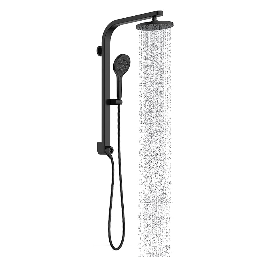 allen + roth Drexler Black 7.87-in Dual Head Shower Panel System with 3-Way Diverter