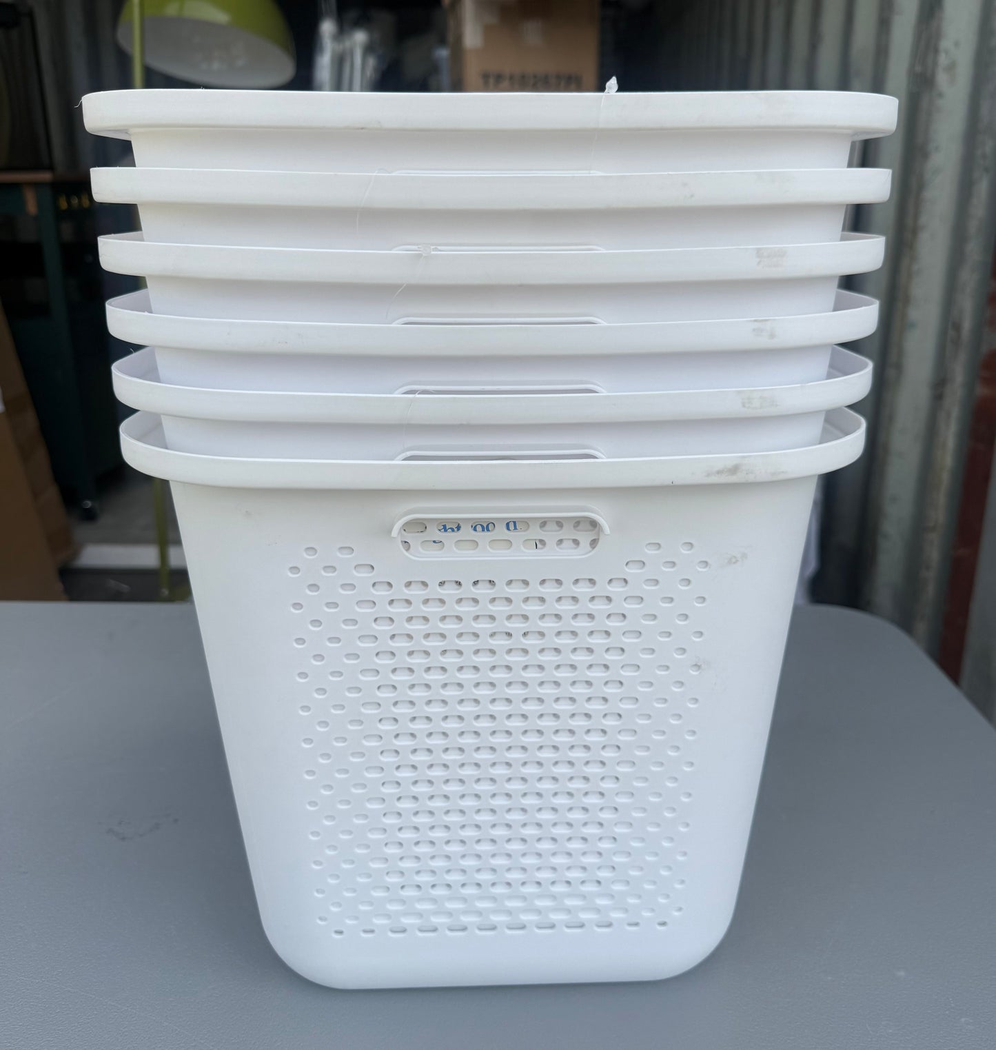 Set of 6 Decorative Plastic Bin with Cutout Handles - Brightroom™