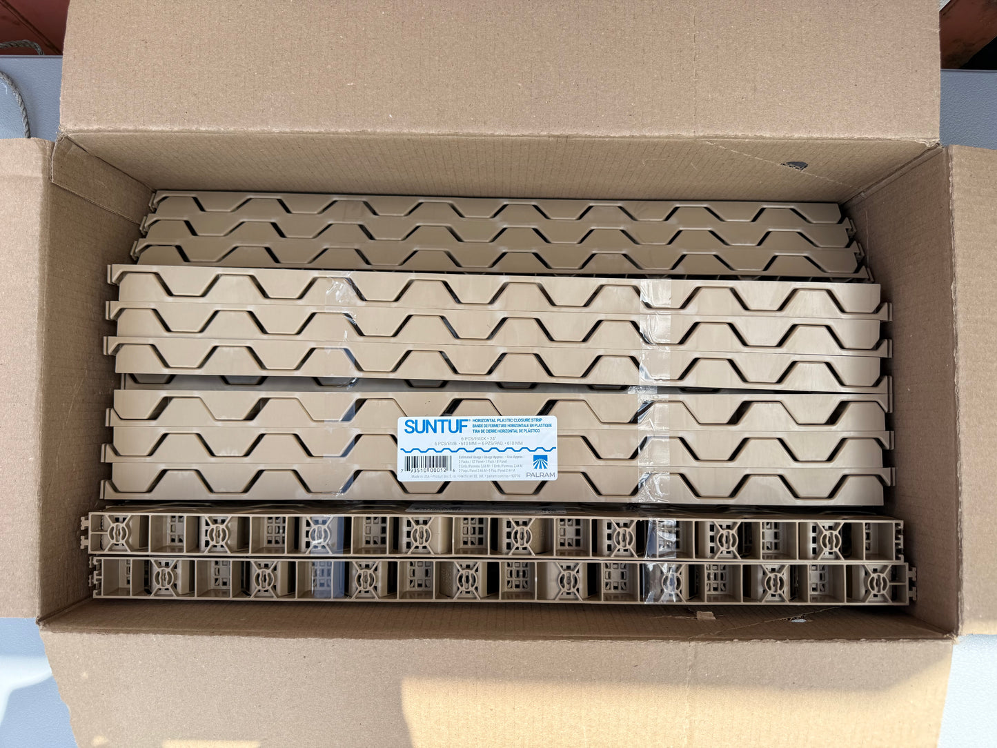 Box of Suntuf 24-in Cross Link Polyethylene Solid Roof Panel Closure Strip