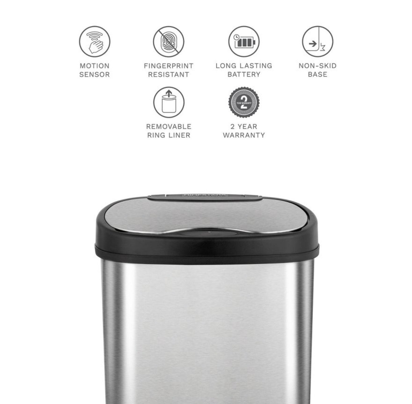 Nine Stars Combo 13gal/50L + 3.2gal/12L Motion Sensor Step Trash Can: Touchless, Dual Compartment