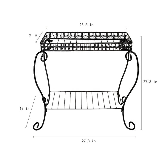 allen + roth 27.3-in H x 23.5-in W Black Indoor/Outdoor Rectangular Steel Plant Stand