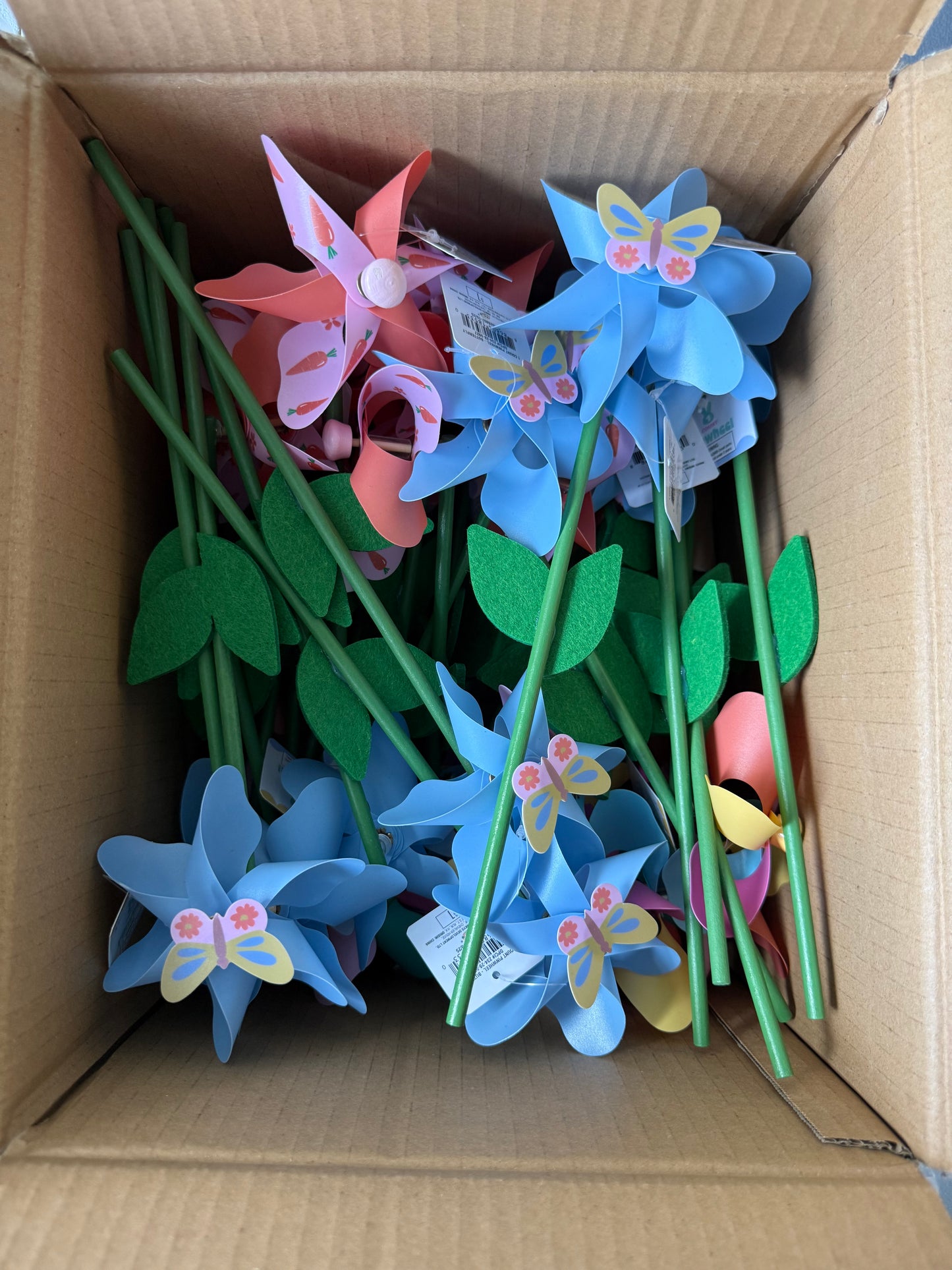 Box of 36 Assorted Butterfly Flower Pinwheels