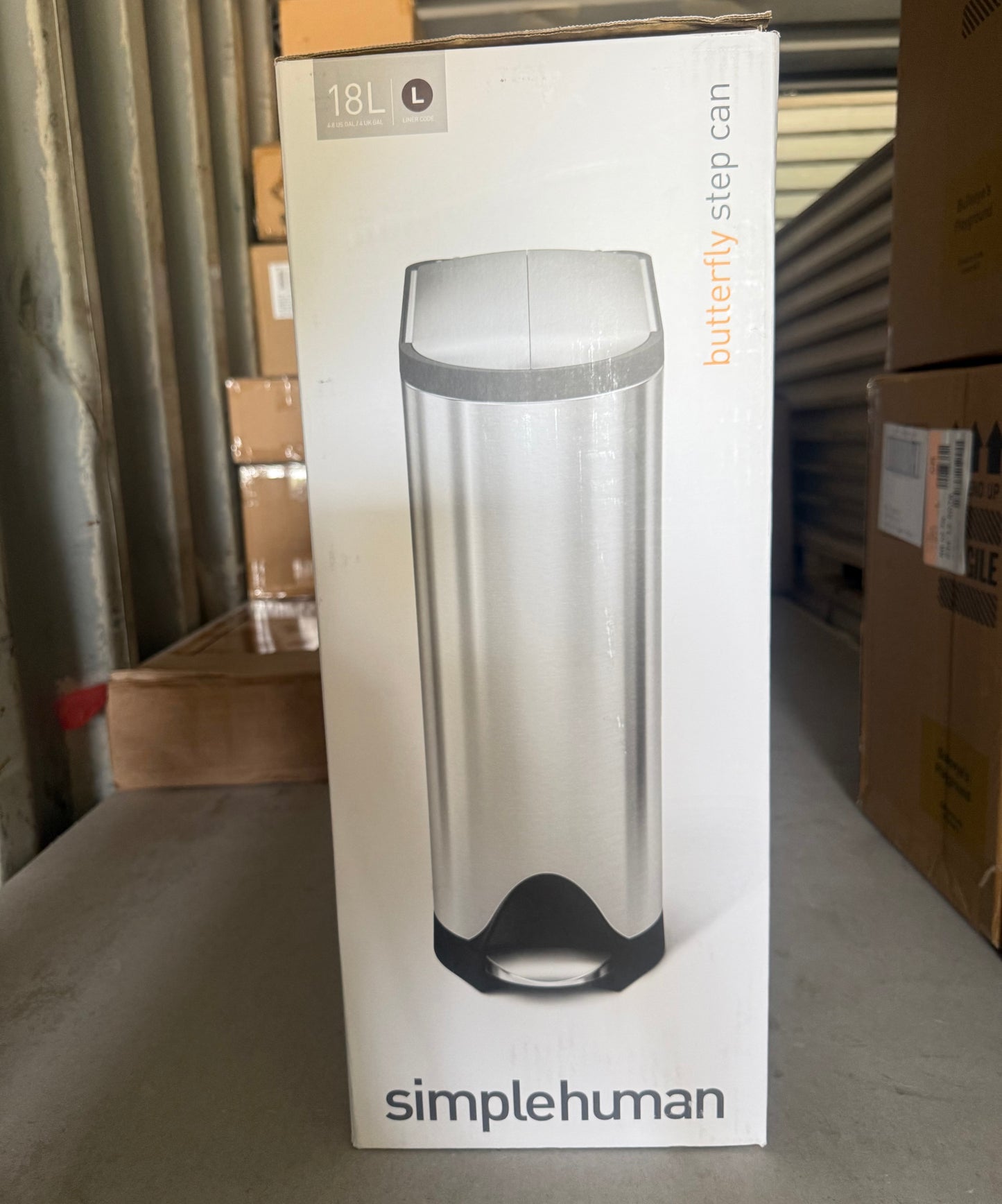 simplehuman 18 Liter / 4.8 Gallon Butterfly Lid Kitchen Step Trash Can, Brushed Stainless Steel