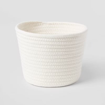 Decorative Coiled Rope Basket White - Brightroom™: Circular Polyester, 6" Height, 8" Width, Spot Clean, Gift Basket