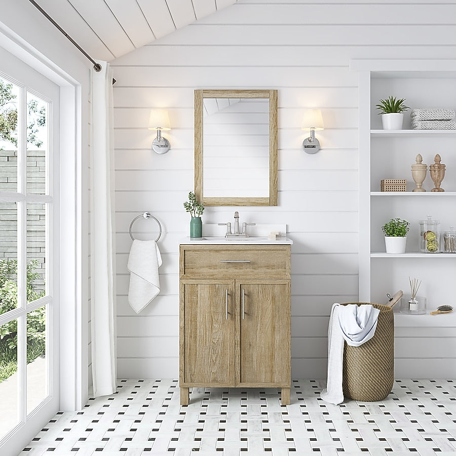 Style Selections Dolton 24-in Light Natural Oak Undermount Single Sink Bathroom Vanity Mirror