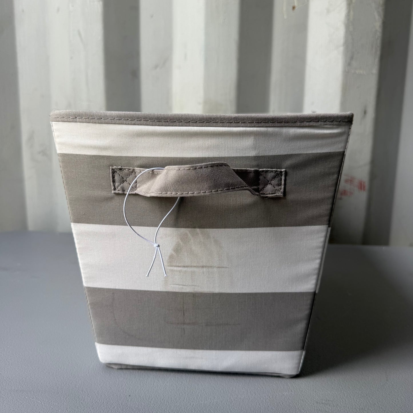 Canvas Striped Kids' Bin Gray - Pillowfort™: Toy Storage, Decorative Rectangle, 21.63 Volume