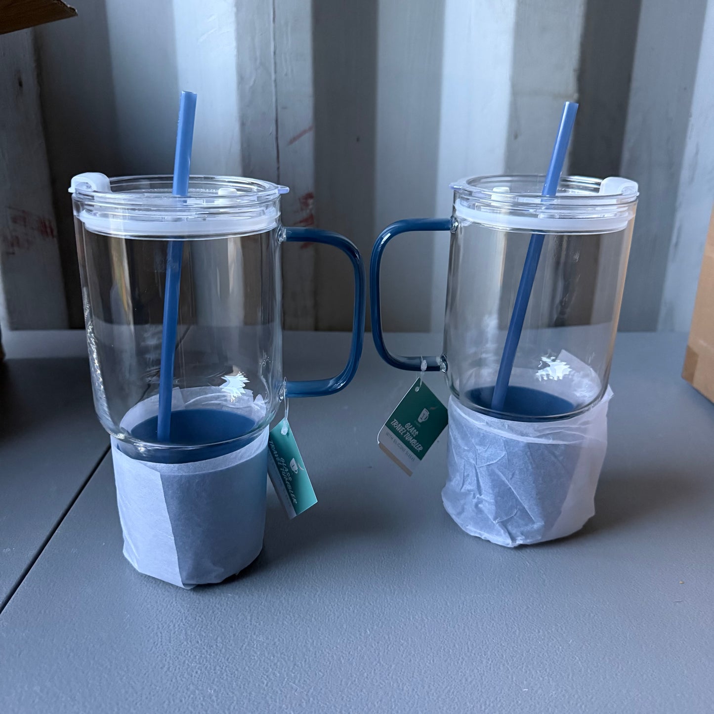 Set of 2 Glass Tumblers Blue - Bullseye's Playground™