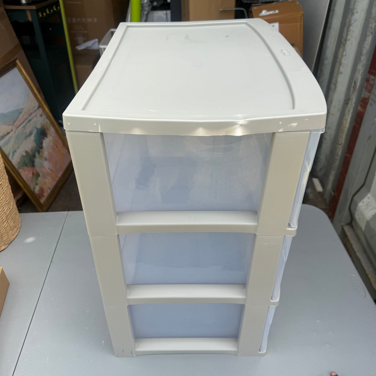Sterilite Wide 3 Drawer Storage Cart, Plastic Organizer with Wheels, White