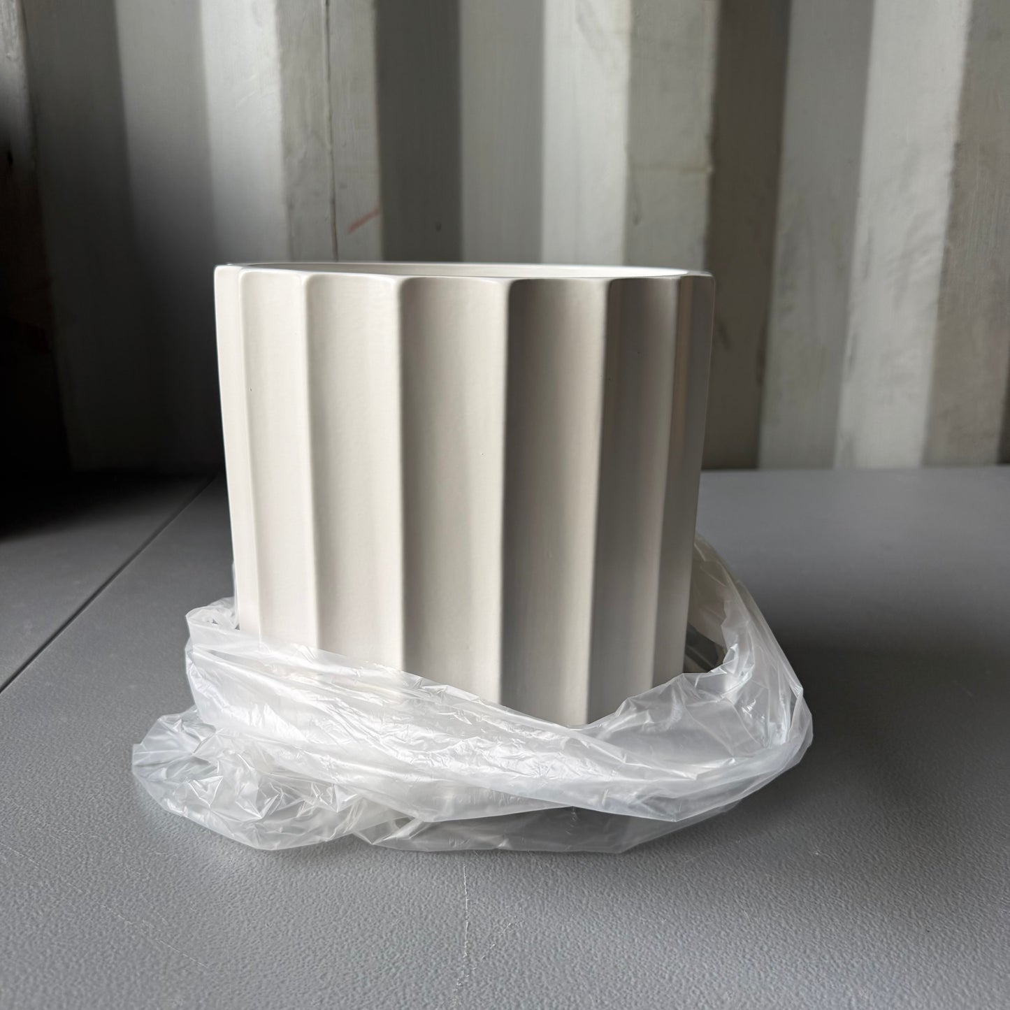Geared Terracotta Outdoor Planter Pot White 8.11"x8.11" - Threshold™