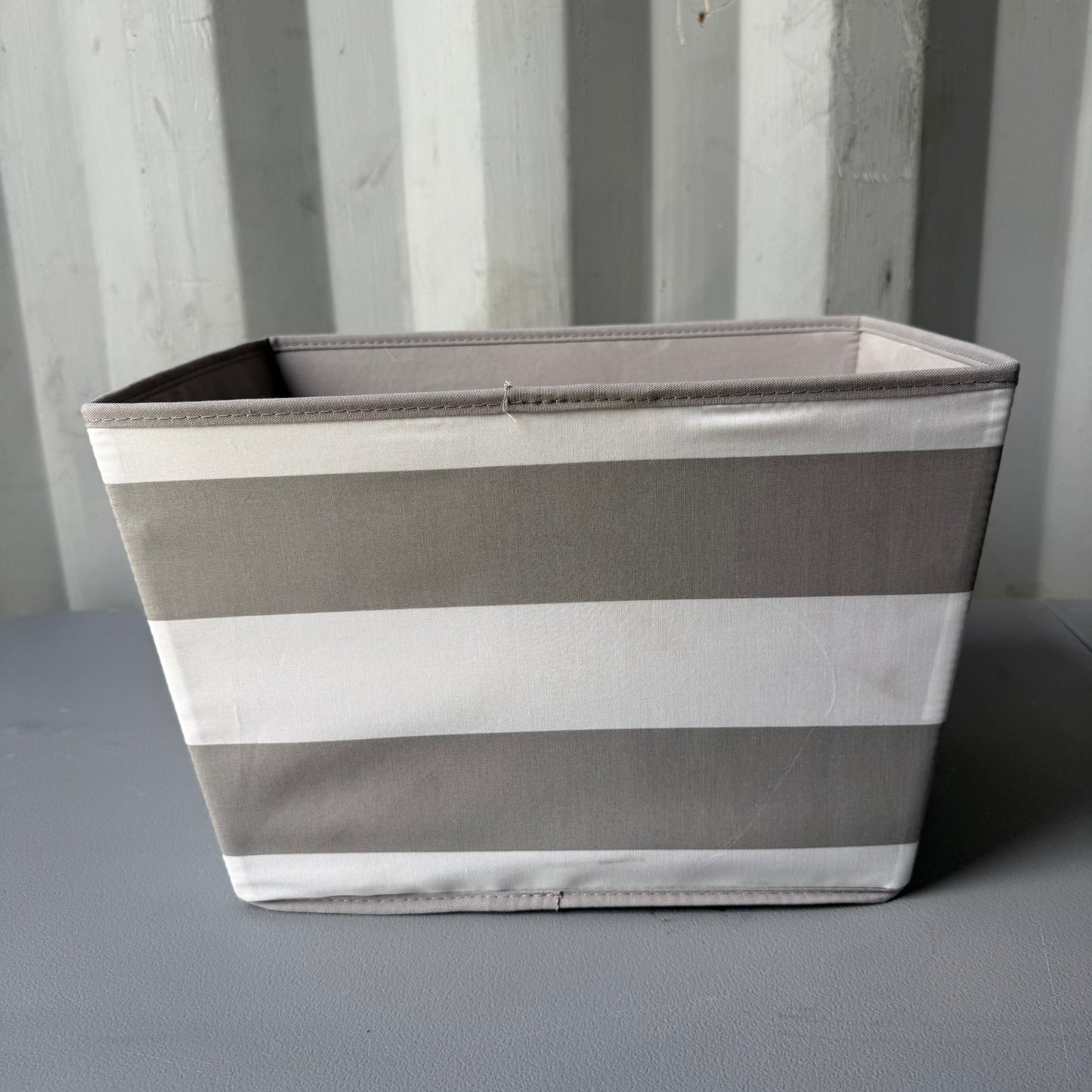 Canvas Striped Kids' Bin Gray - Pillowfort™: Toy Storage, Decorative Rectangle, 21.63 Volume