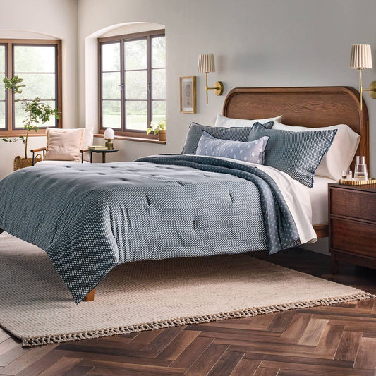 3pc Full/Queen Block Pattern Comforter Set Blue - Hearth & Hand™ with Magnolia