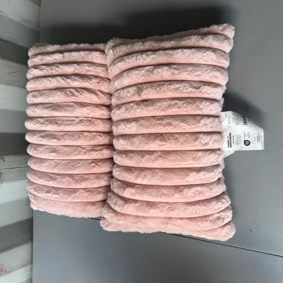 Set of 2 Ribbed Faux Fur Toss Pillows Light Pink - Room Essentials™