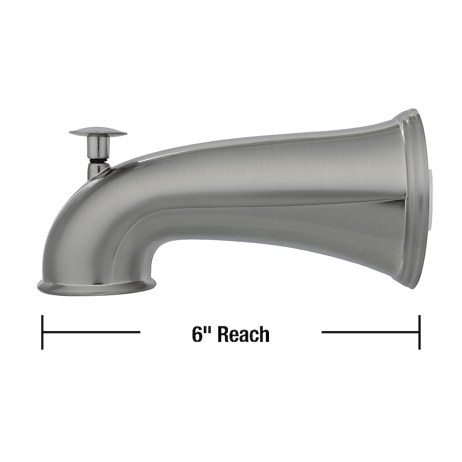 Danco Brushed Nickel Wall-mount Universal Fit Bathtub Spout With Diverter