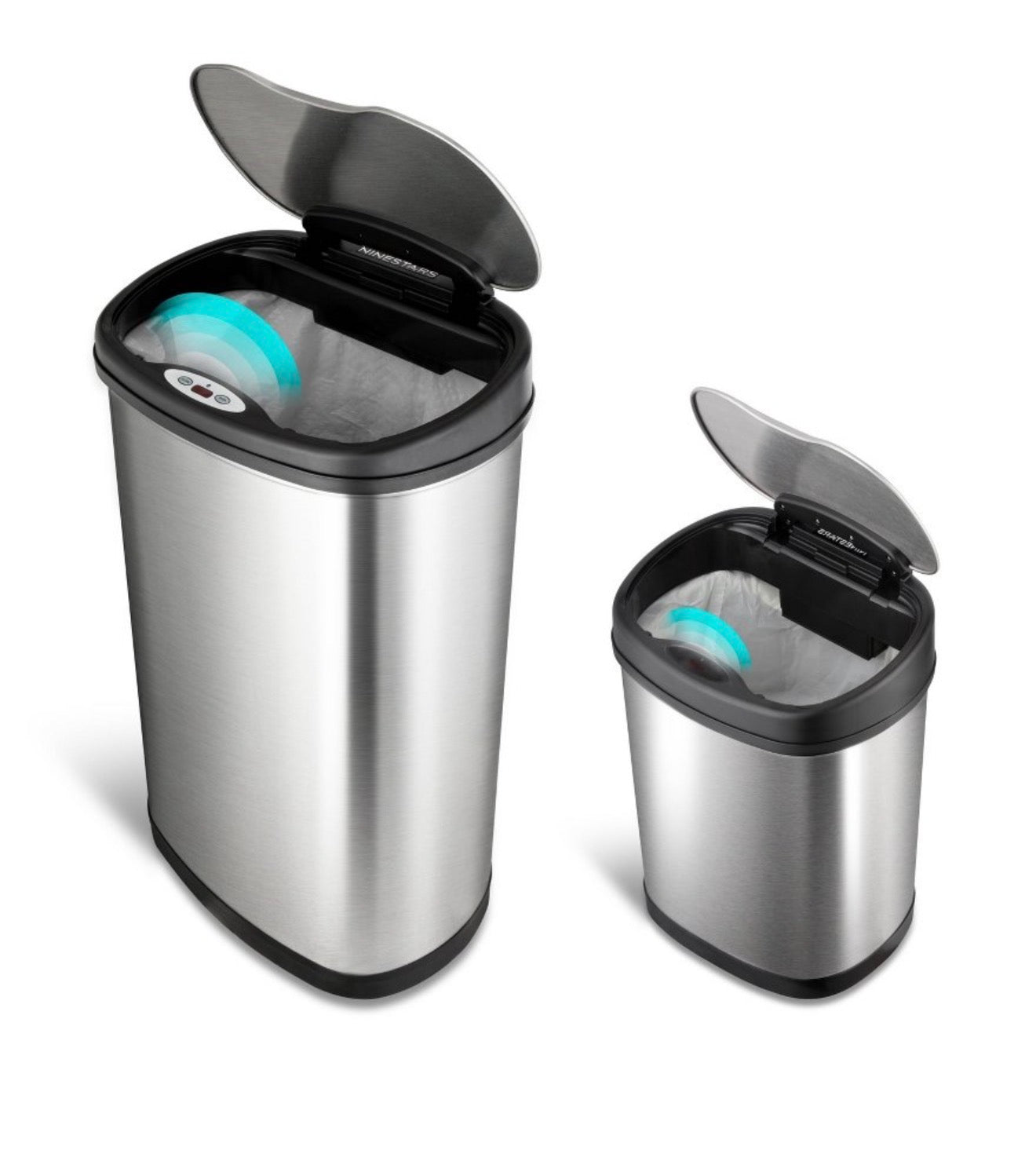 Nine Stars Combo 13gal/50L + 3.2gal/12L Motion Sensor Step Trash Can: Touchless, Dual Compartment