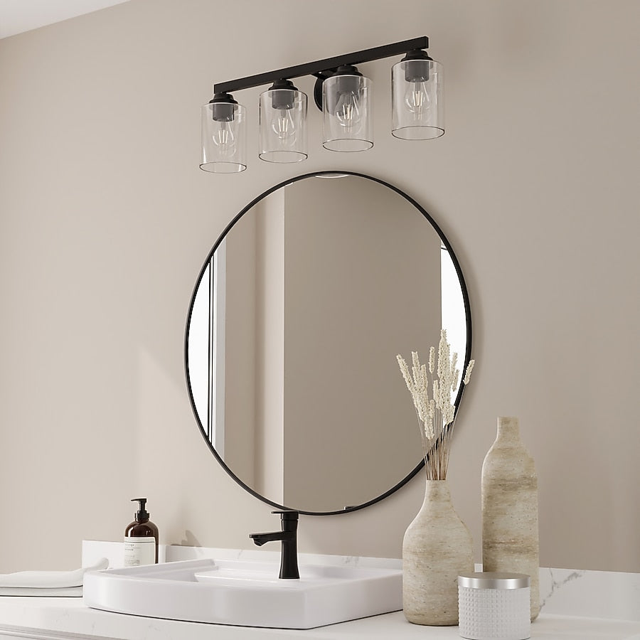 Style Selections Mix and Match 26.75-in 4 Light Matte Black Transitional Bathroom Vanity