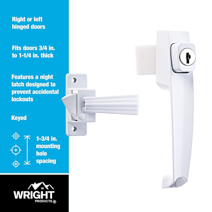 WRIGHT PRODUCTS Gloss White Lockable Screen/Storm door Replacement Handleset