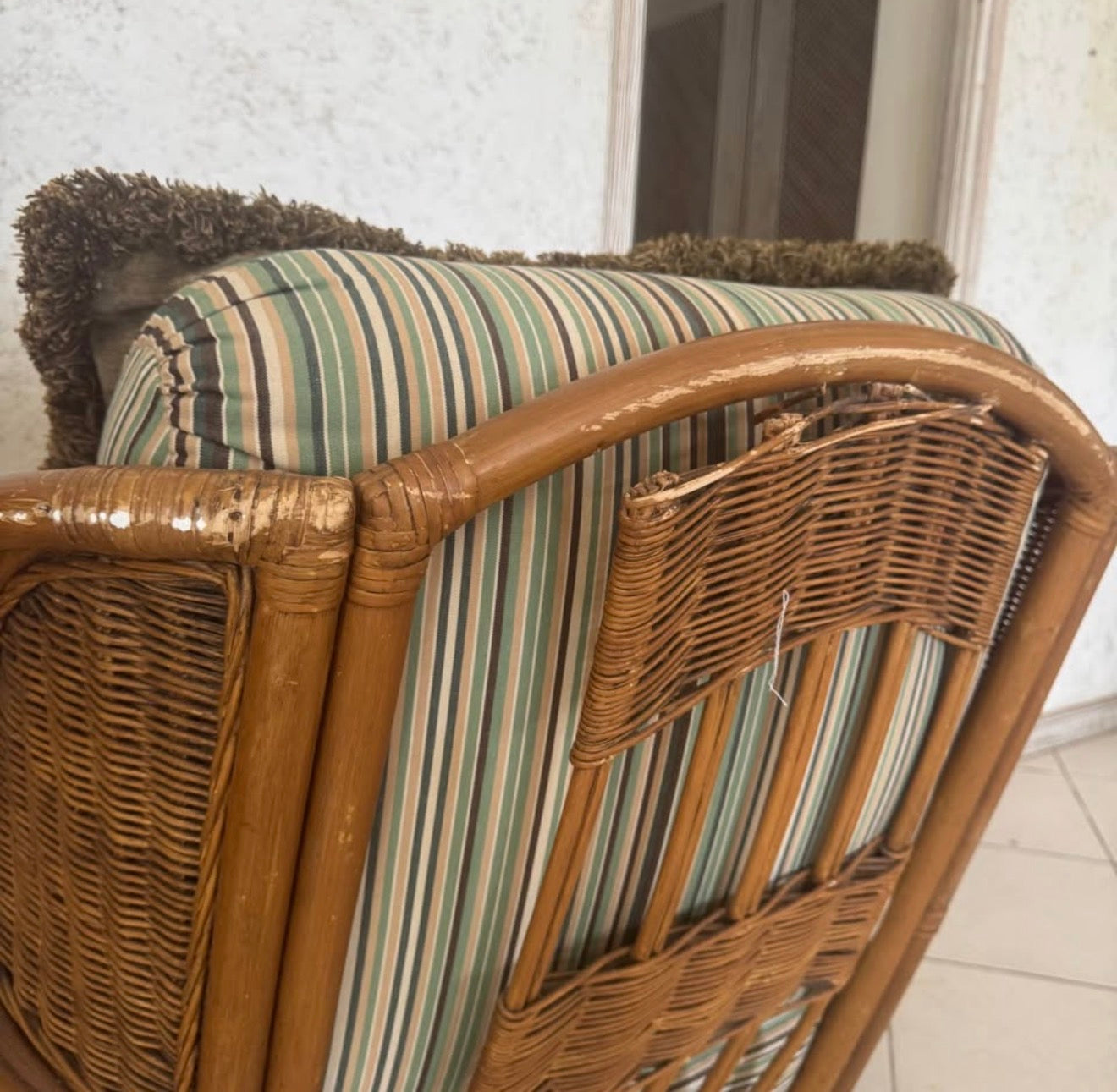 Set of 2 Rattan/Metal Base Accent Chairs