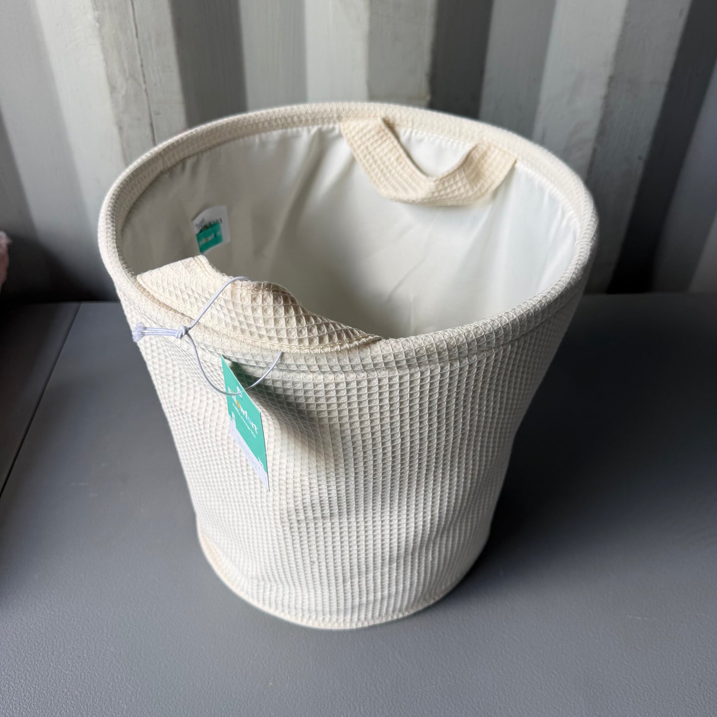 Waffle Kids' Storage Basket Cream - Pillowfort™: Circular Polyester Toy Organizer, Spot Clean, 13"x13"