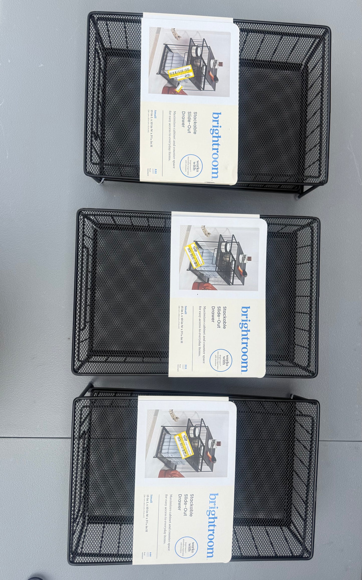 Set of 3 Small Stackable Steel Slide Out Drawer - Brightroom™