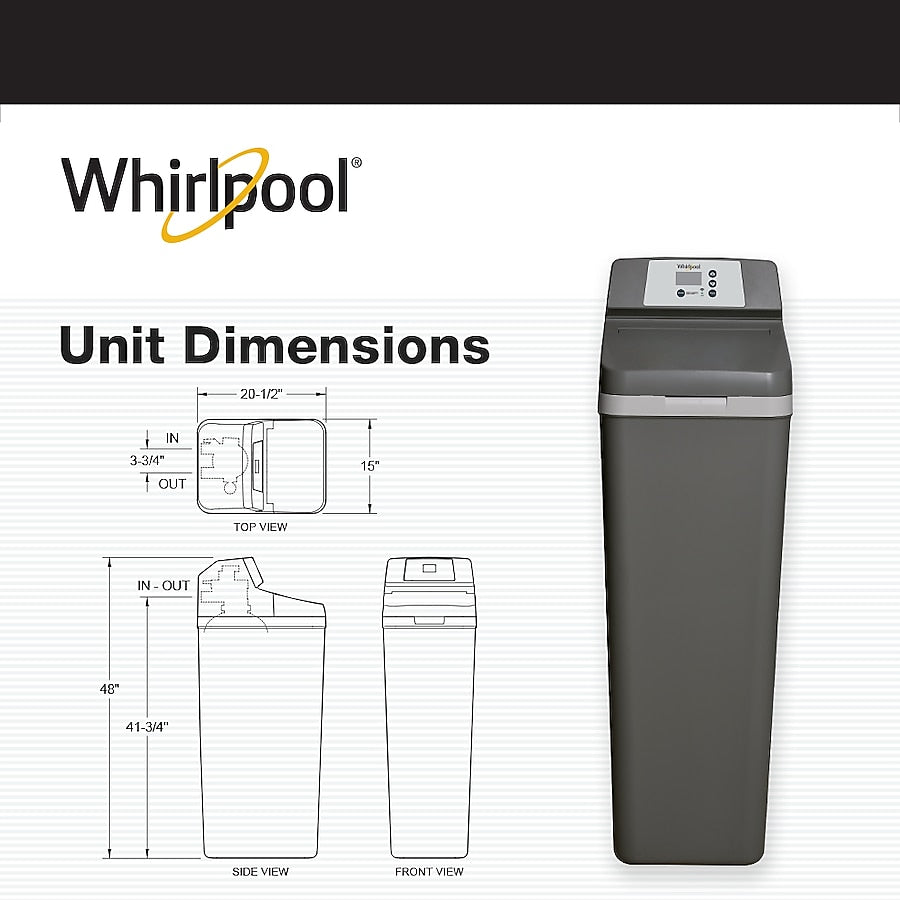 Whirlpool 46000 -Grain Pro Series Wi-Fi Enabled Smart Water Softener For Hard Water and Iron Reduction