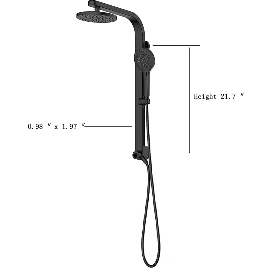 allen + roth Drexler Black 7.87-in Dual Head Shower Panel System with 3-Way Diverter