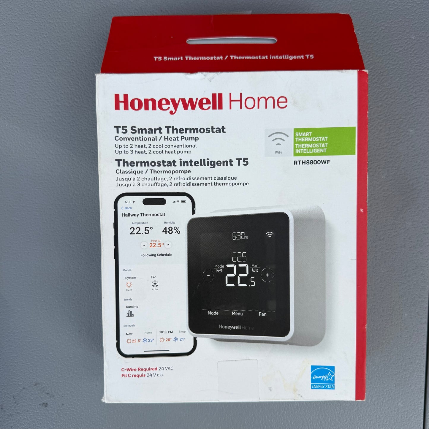 Honeywell Home Black/White Smart Compatible Thermostat with Wi-Fi