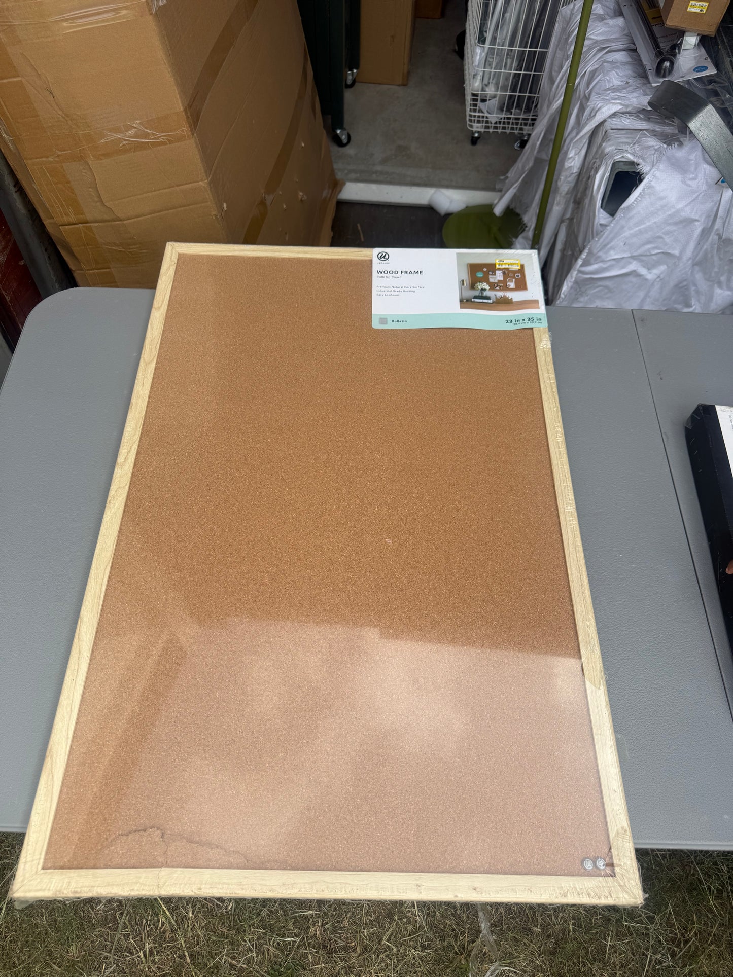 U Brands 23"x17" Cork Bulletin Board with Wood Frame