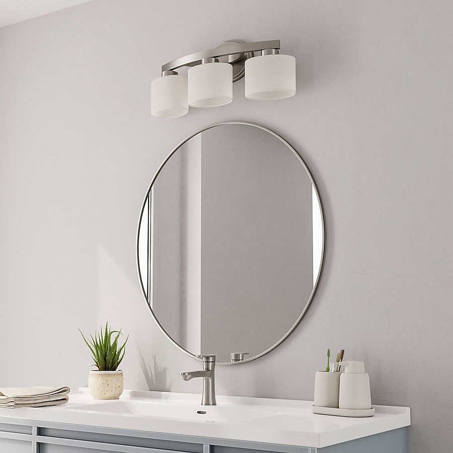 allen + roth Merington 21.5-in 3 Light Brushed Nickel Transitional Bathroom Vanity Light