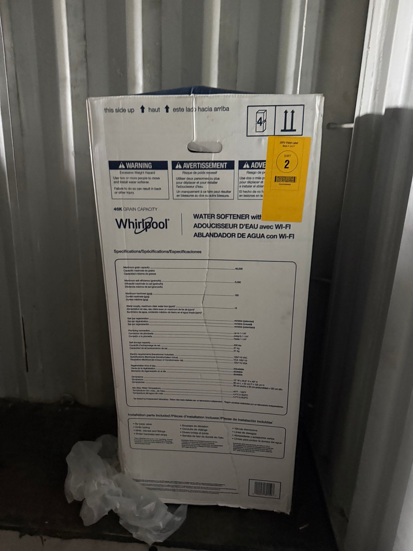 Whirlpool 46000 -Grain Pro Series Wi-Fi Enabled Smart Water Softener For Hard Water and Iron Reduction