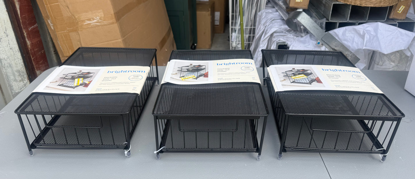 Set of 3 Small Stackable Steel Slide Out Drawer - Brightroom™