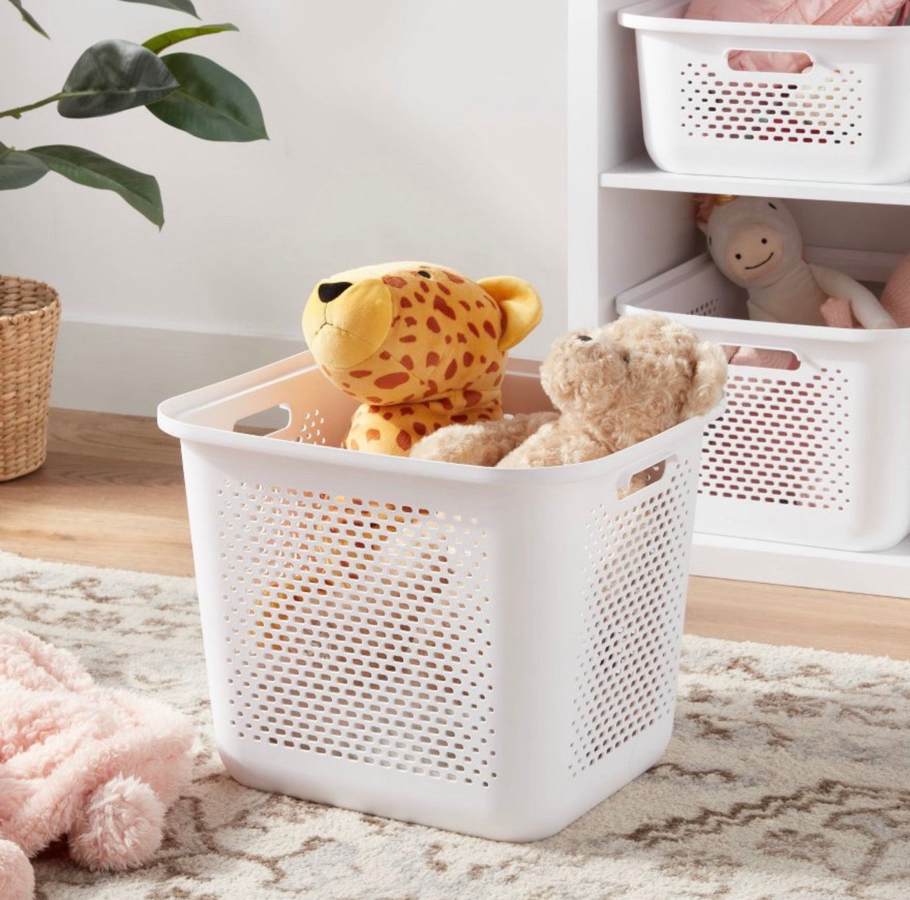 Set of 6 Decorative Plastic Bin with Cutout Handles - Brightroom™