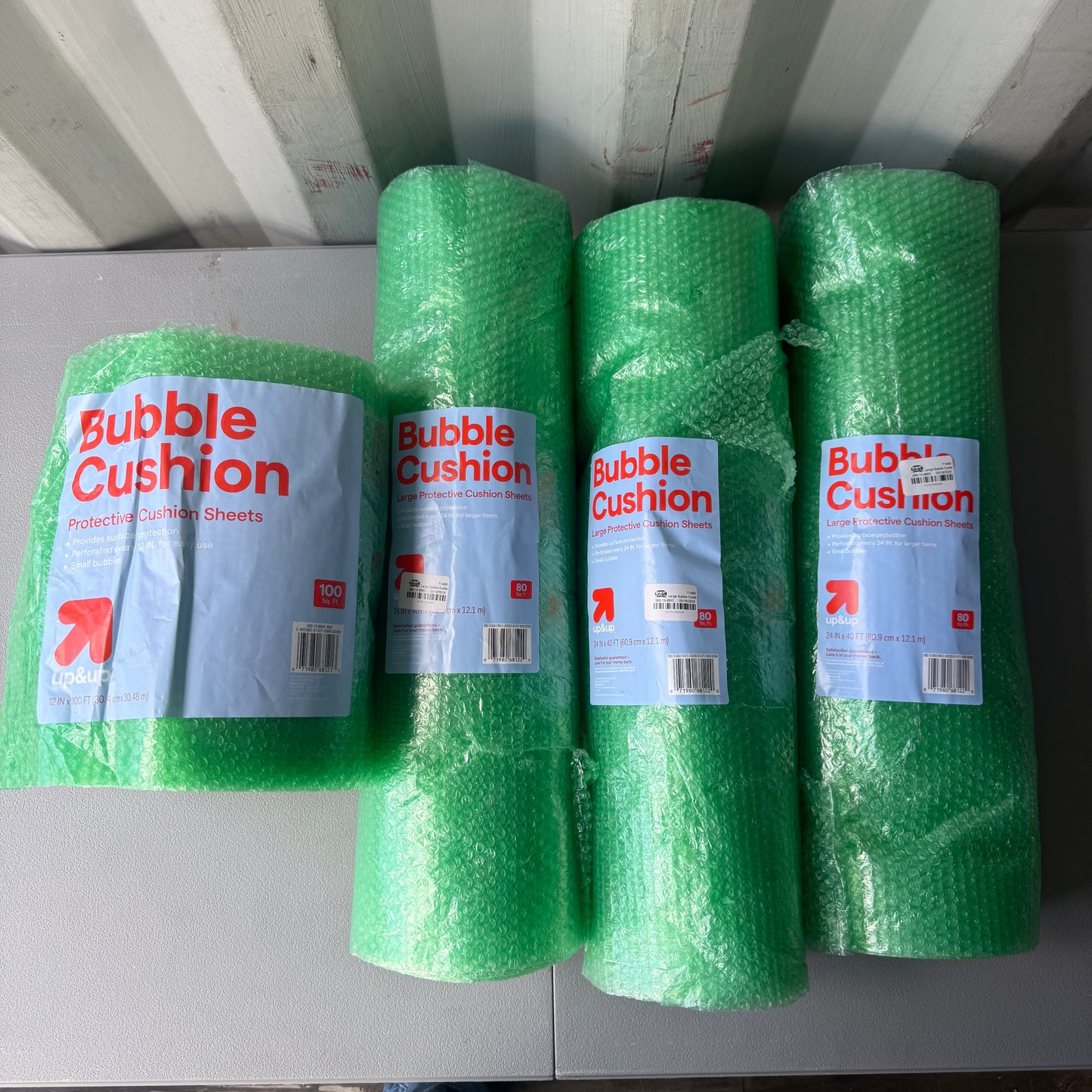 Set of 4 Bubble Cushion 80/100 sq ft - up&up™: Moving & Packing Supplies, Bubble Wrap, 40' x 24"/100’x12” Plastic Packaging Wrap