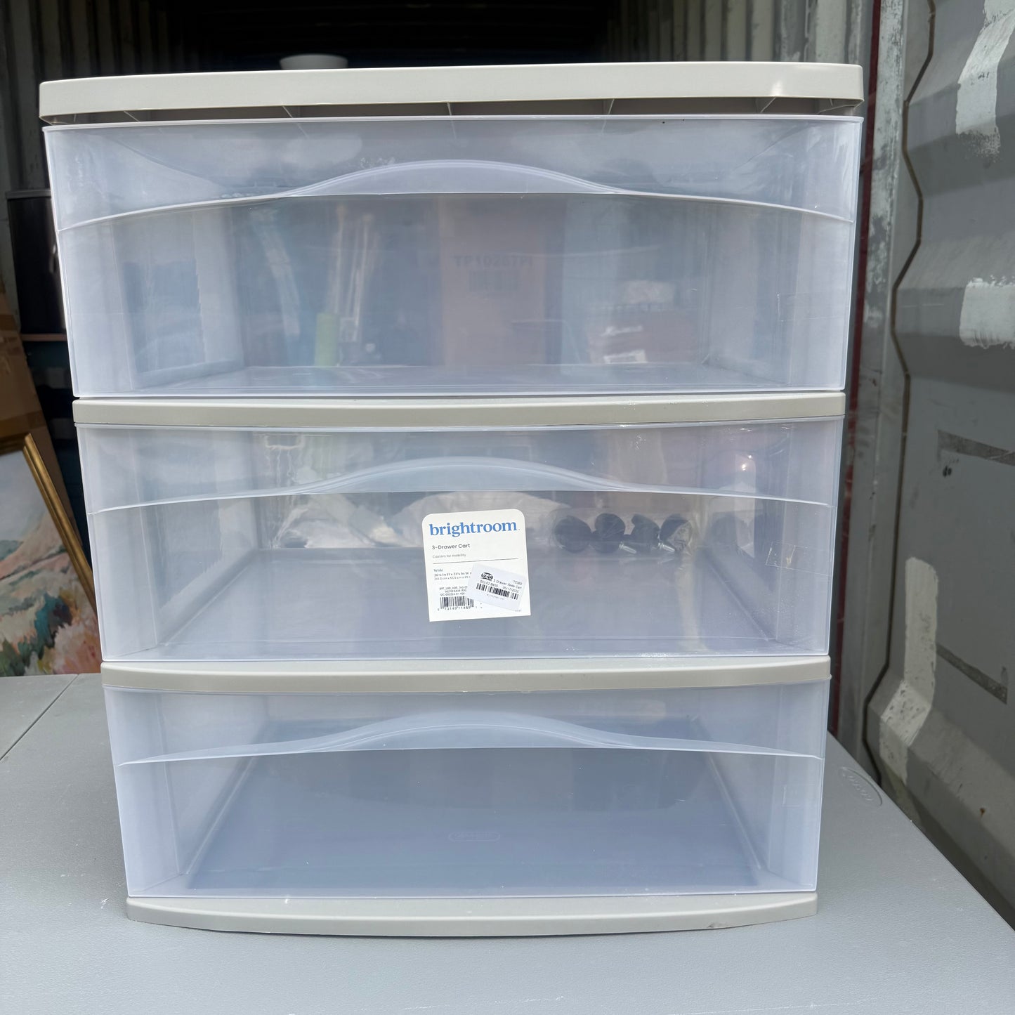 Sterilite Wide 3 Drawer Storage Cart, Plastic Organizer with Wheels, White