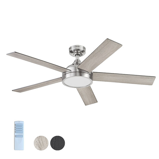 Harbor Breeze Camden 52-in Brushed Nickel with Driftwood/Sienna Blades LED Ceiling Fan