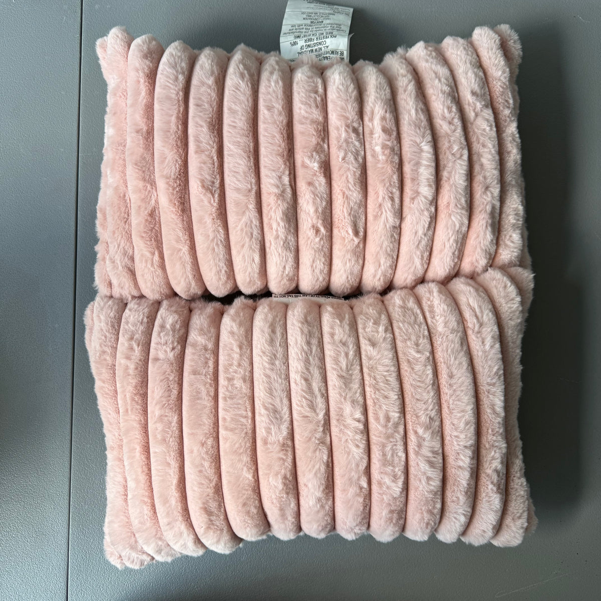 Set of 2 Ribbed Faux Fur Toss Pillows Light Pink - Room Essentials™
