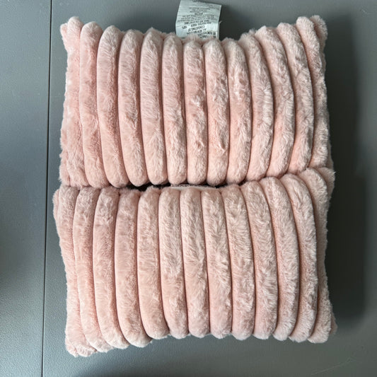Set of 2 Ribbed Faux Fur Toss Pillows Light Pink - Room Essentials™