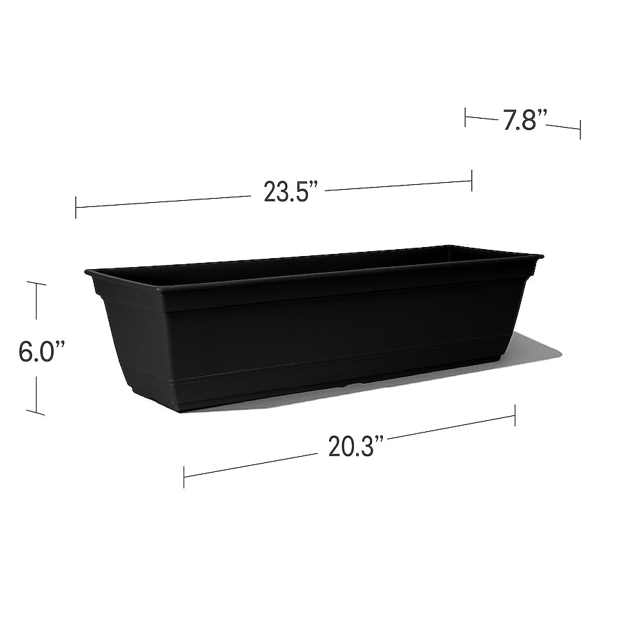 Style Selections Rectangle 23.5-in W x 8.03-in L x 6.02-in H Black Recycled Plastic Planter