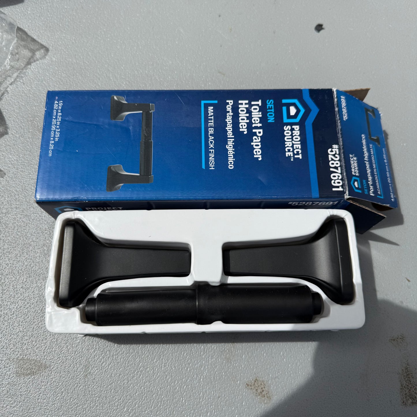 Project Source Seton Matte Black Wall Mount Spring-loaded Toilet Paper Holder