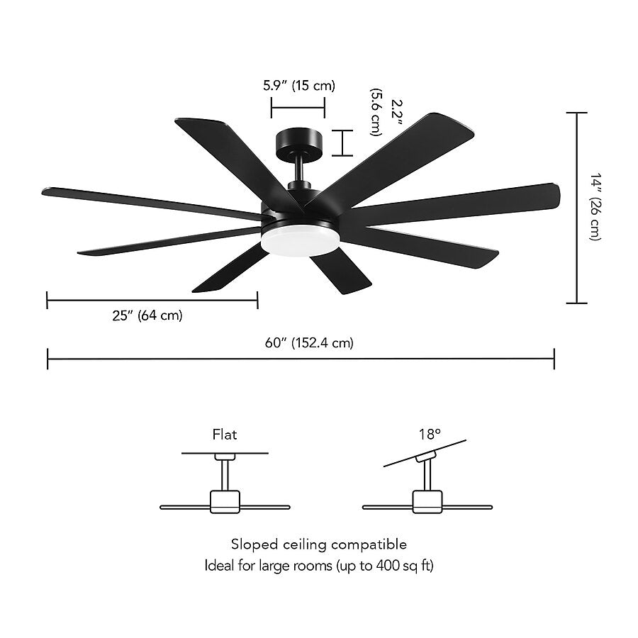 Harbor Breeze Flanagan III 52-in Matte Black with Black/Driftwood Blades Adjustable White