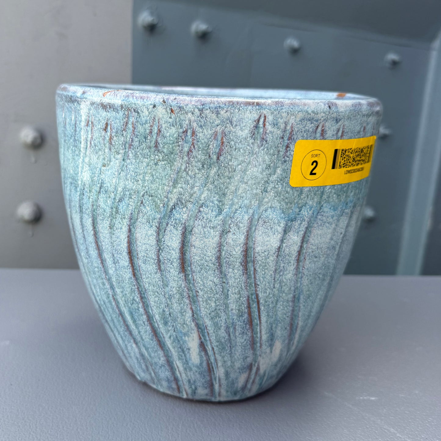 allen + roth Round 7.68-in W x 7.68-in L x 8.3-in H Cloud Nine Glazed Ceramic Indoor/Outdoor Planter