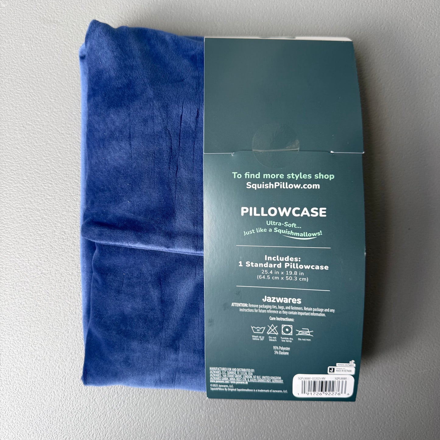 SquishPillow by Original Squishmallows King Ultra Soft Pillowcase Cover - Navy