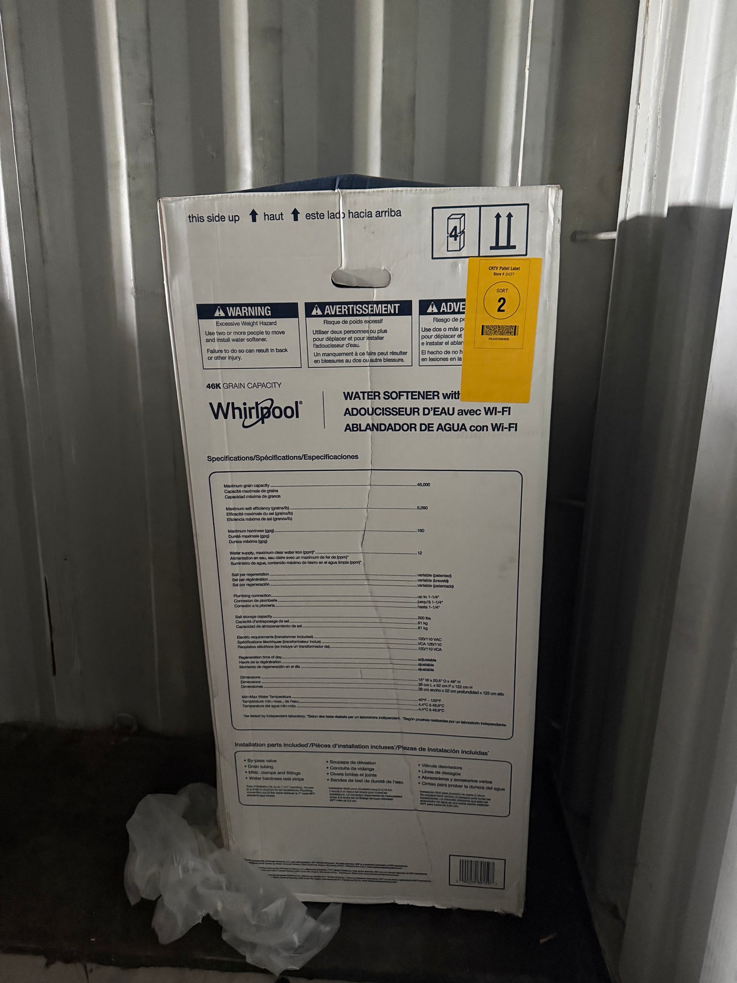 Whirlpool 46000 -Grain Pro Series Wi-Fi Enabled Smart Water Softener For Hard Water and Iron Reduction